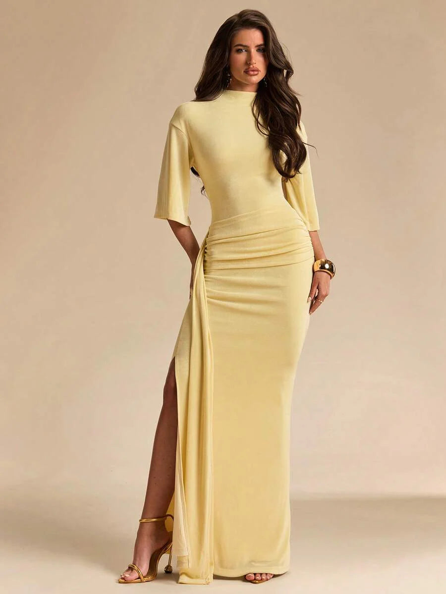 Open-Back Draped Maxi Dress