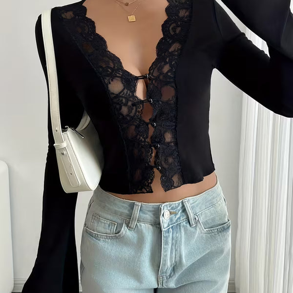Lace Detail Fitted Top