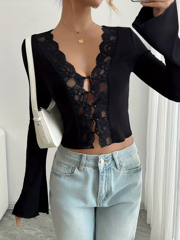 Lace Detail Fitted Top