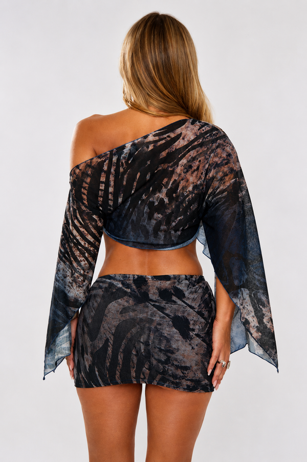 Asymmetrical Mesh Two-Piece Set
