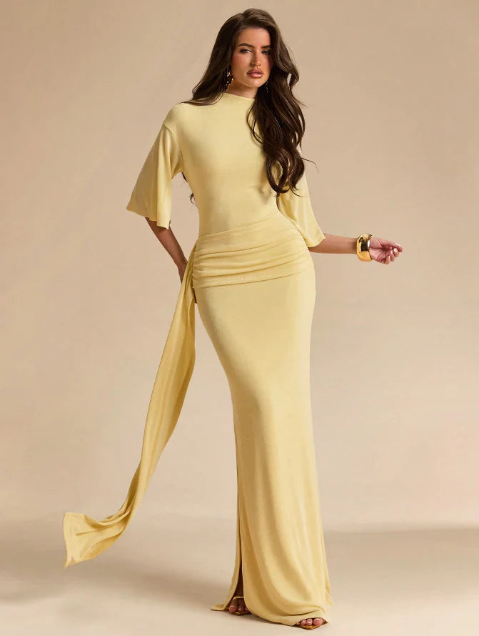 Open-Back Draped Maxi Dress