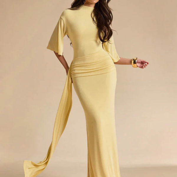 Open-Back Draped Maxi Dress