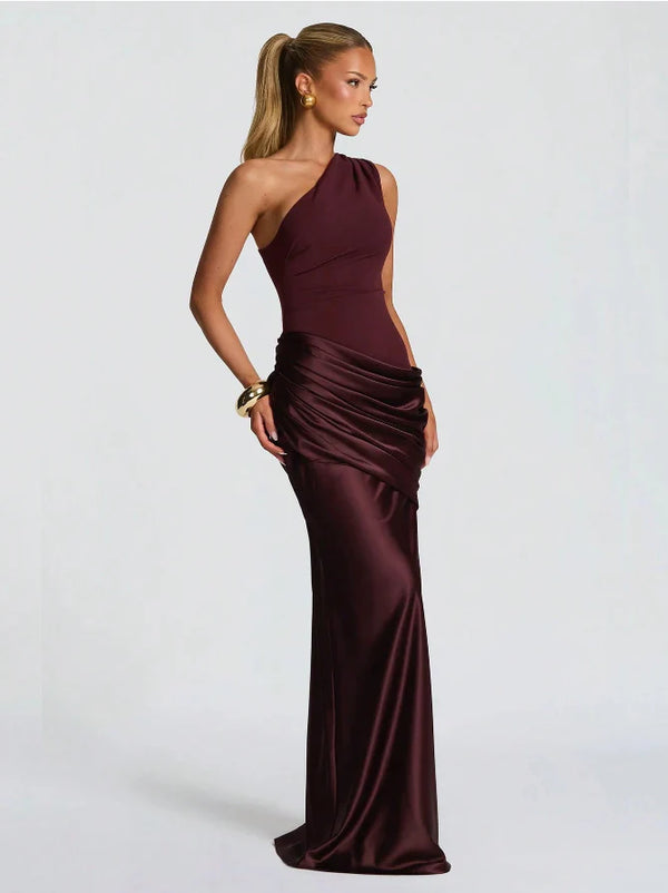 Satin Draped Maxi Dress