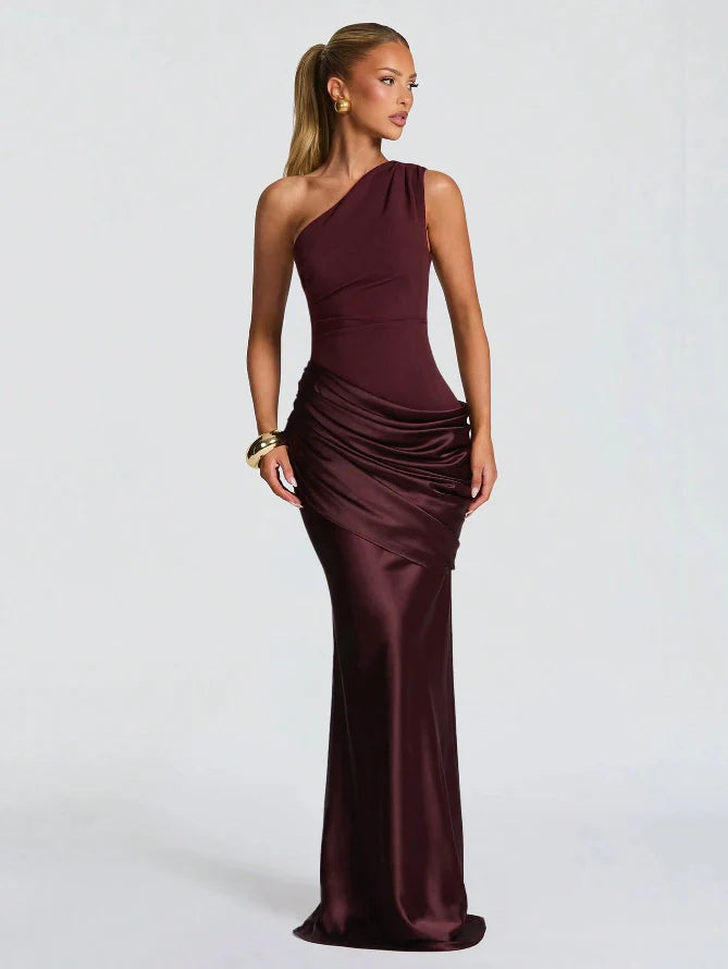 Satin Draped Maxi Dress