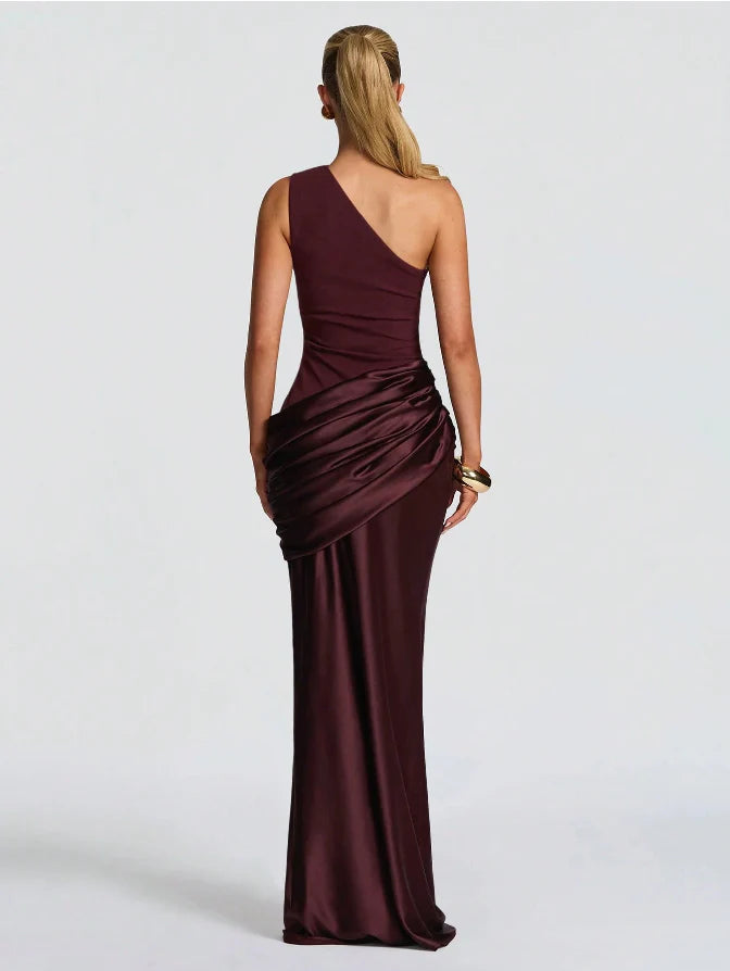 Satin Draped Maxi Dress