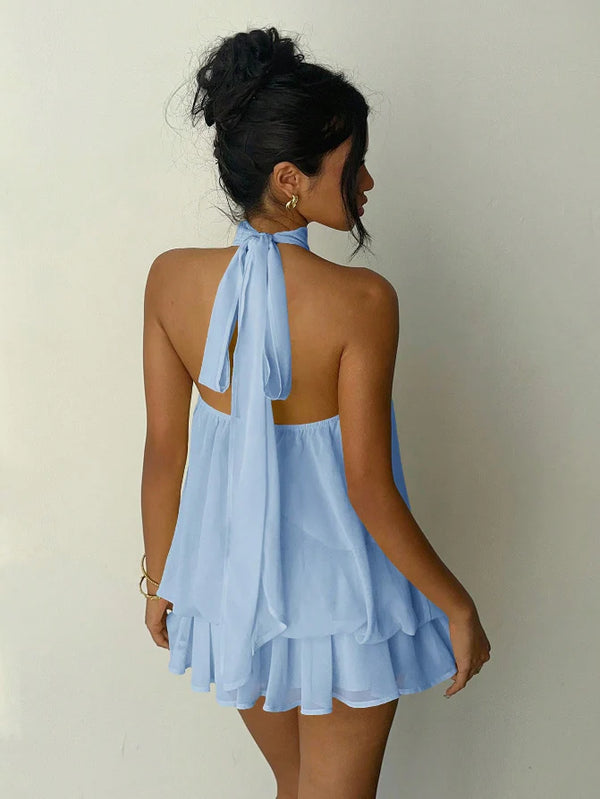 Ethereal Halter Mini Dress