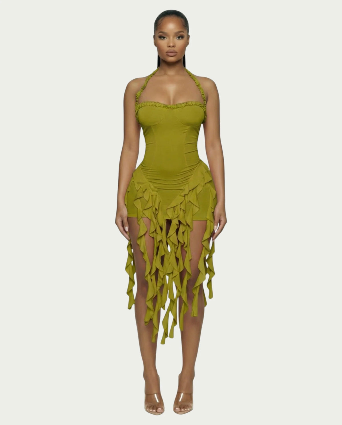 Ruffled Halter Mini Dress