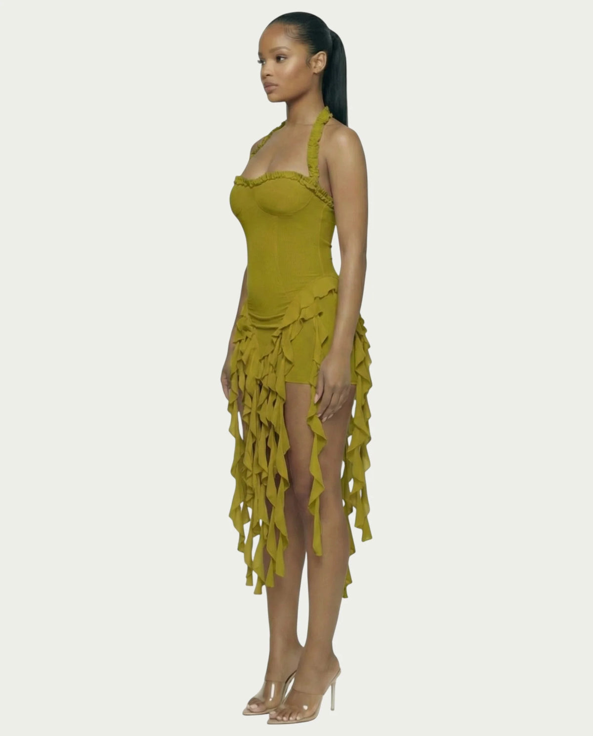 Ruffled Halter Mini Dress