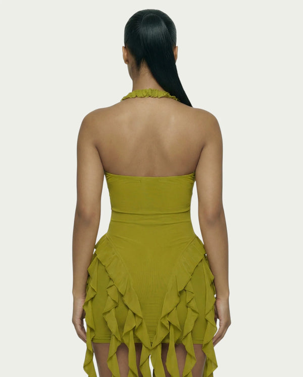 Ruffled Halter Mini Dress