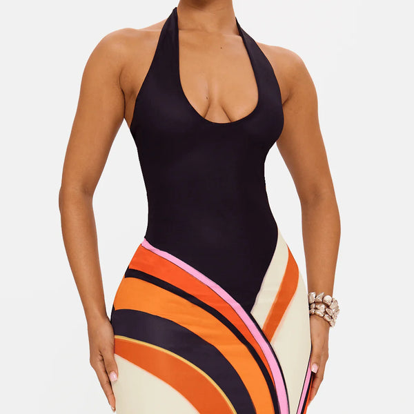 ISLAND SWIRL MESH MAXI DRESS