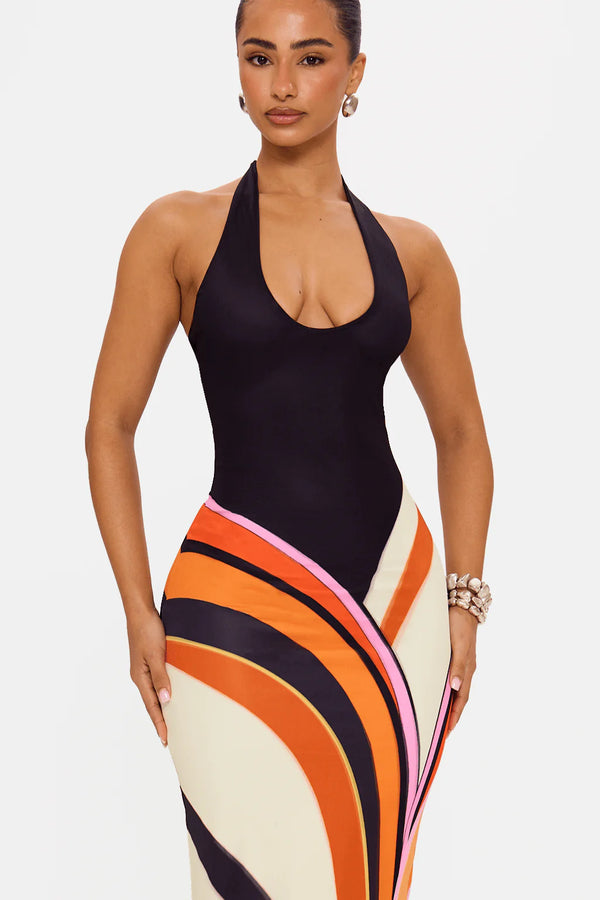 ISLAND SWIRL MESH MAXI DRESS