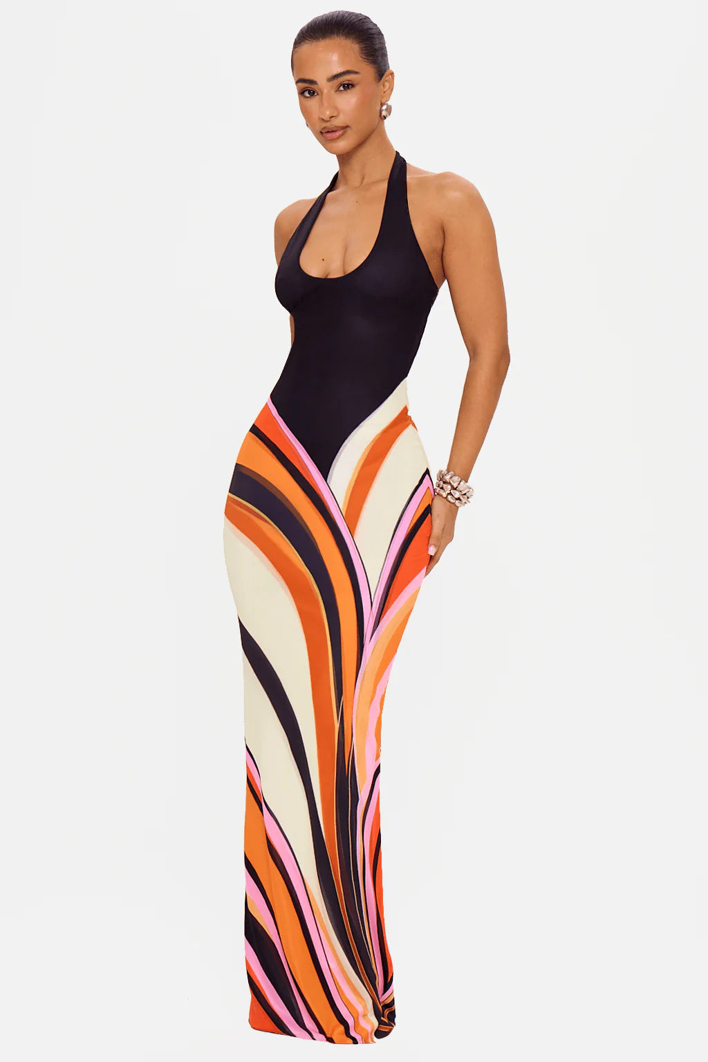 ISLAND SWIRL MESH MAXI DRESS
