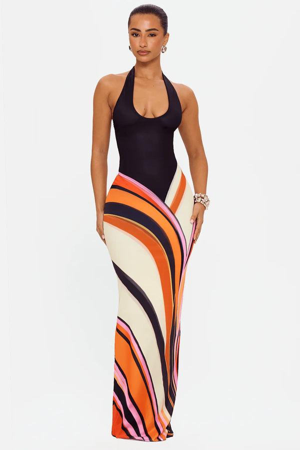 ISLAND SWIRL MESH MAXI DRESS