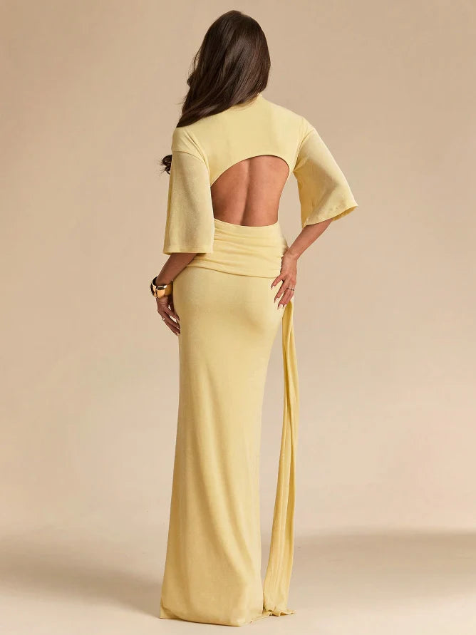 Open-Back Draped Maxi Dress
