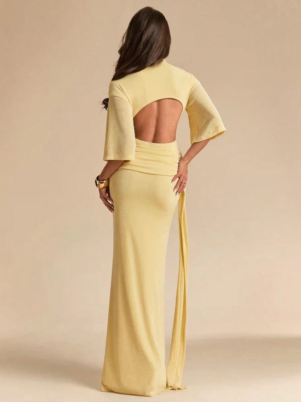 Open-Back Draped Maxi Dress