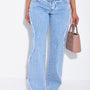 Mid-Rise Wide Leg Distressed Jeans