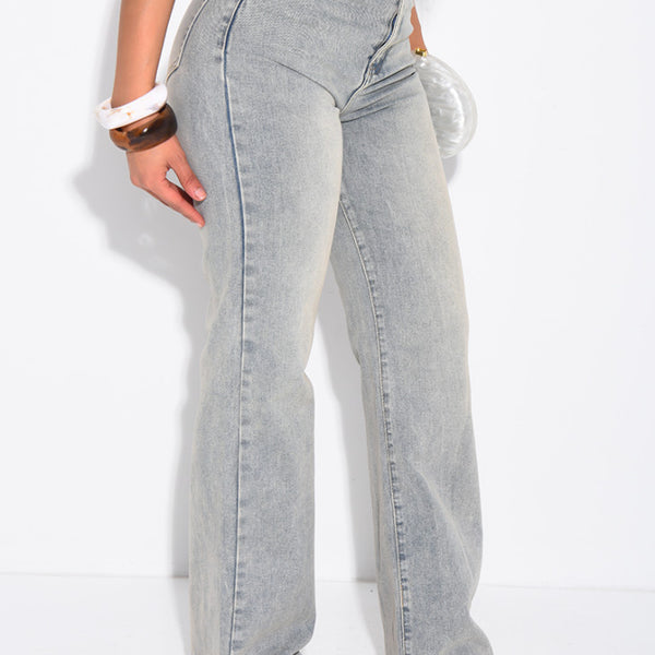 High-Waisted Straight Leg Stretch Jeans