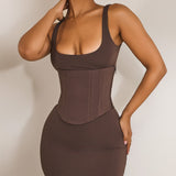 The Sandra Scoop Maxi in Brown
