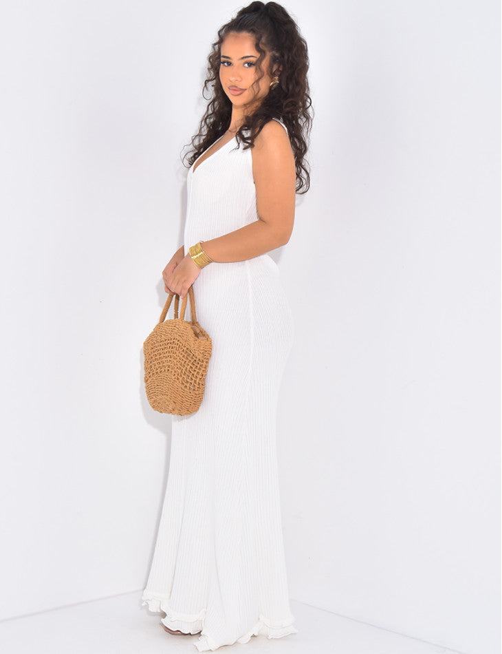 Elegant Ribbed Sleeveless Maxi Dress