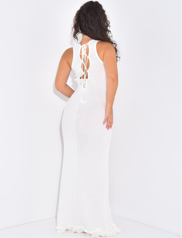 Elegant Ribbed Sleeveless Maxi Dress