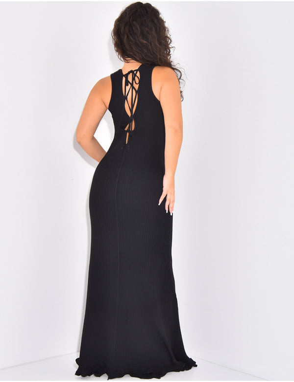Elegant Ribbed Sleeveless Maxi Dress