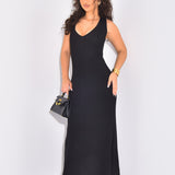 Elegant Ribbed Sleeveless Maxi Dress